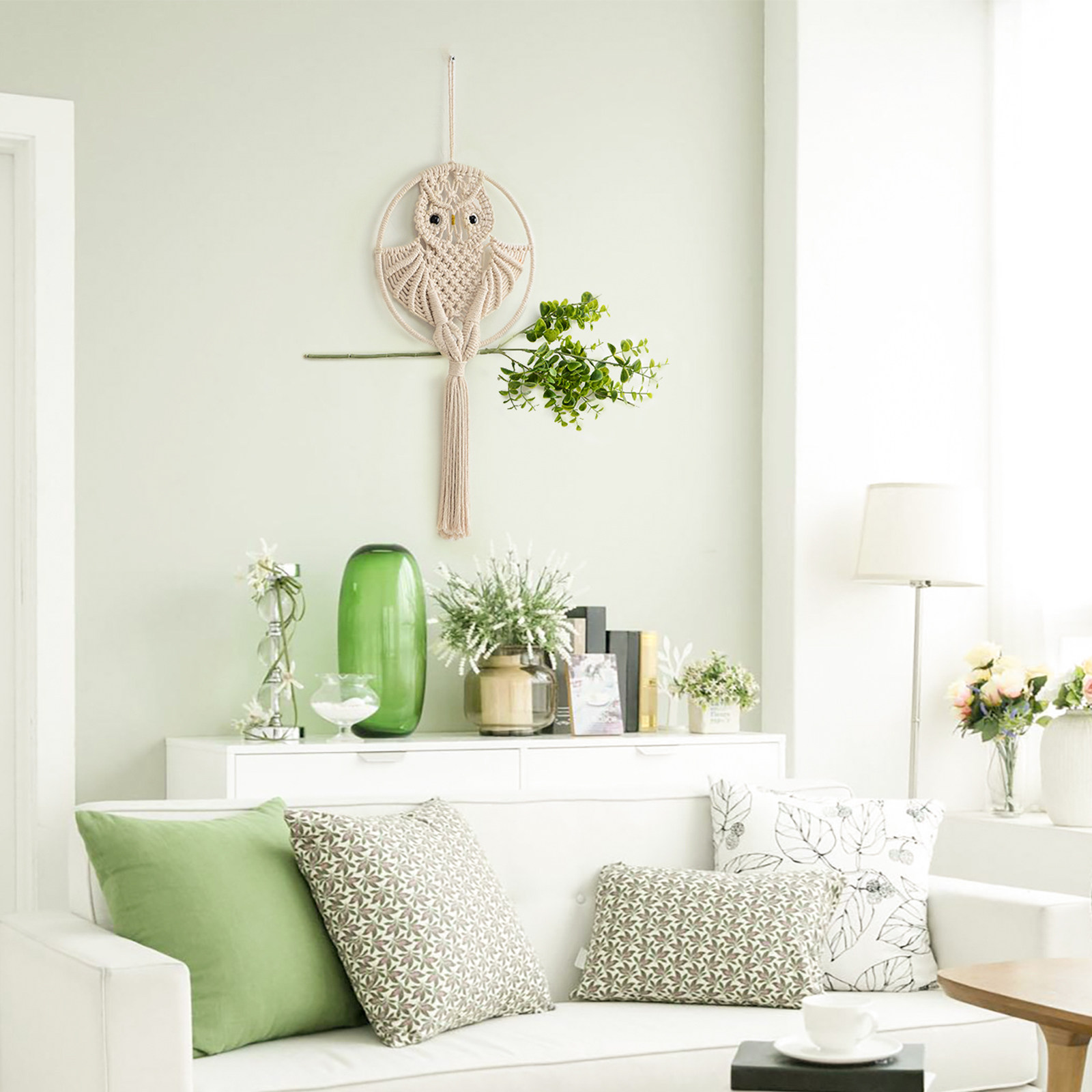 Macrame Wall Hanging - พรมแขวนผนังลายแมวเหมียวแบบมาคราเม่ พร้อมพู่ห้อยตกแต่ง สไตล์โบฮีเมียน สำหรับตกแต่งห้องและบ้าน