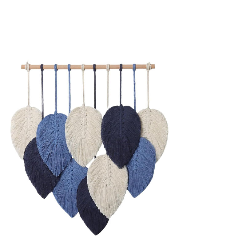 Macrame Wall Hanging - งานถักมาคราเม่ลายใบไม้สไตล์โบฮีเมียน แขวนผนัง ทำด้วยมือจากเชือกฝ้าย สำหรับตกแต่งห้องนั่งเล่น ห้องนอน และบ้าน