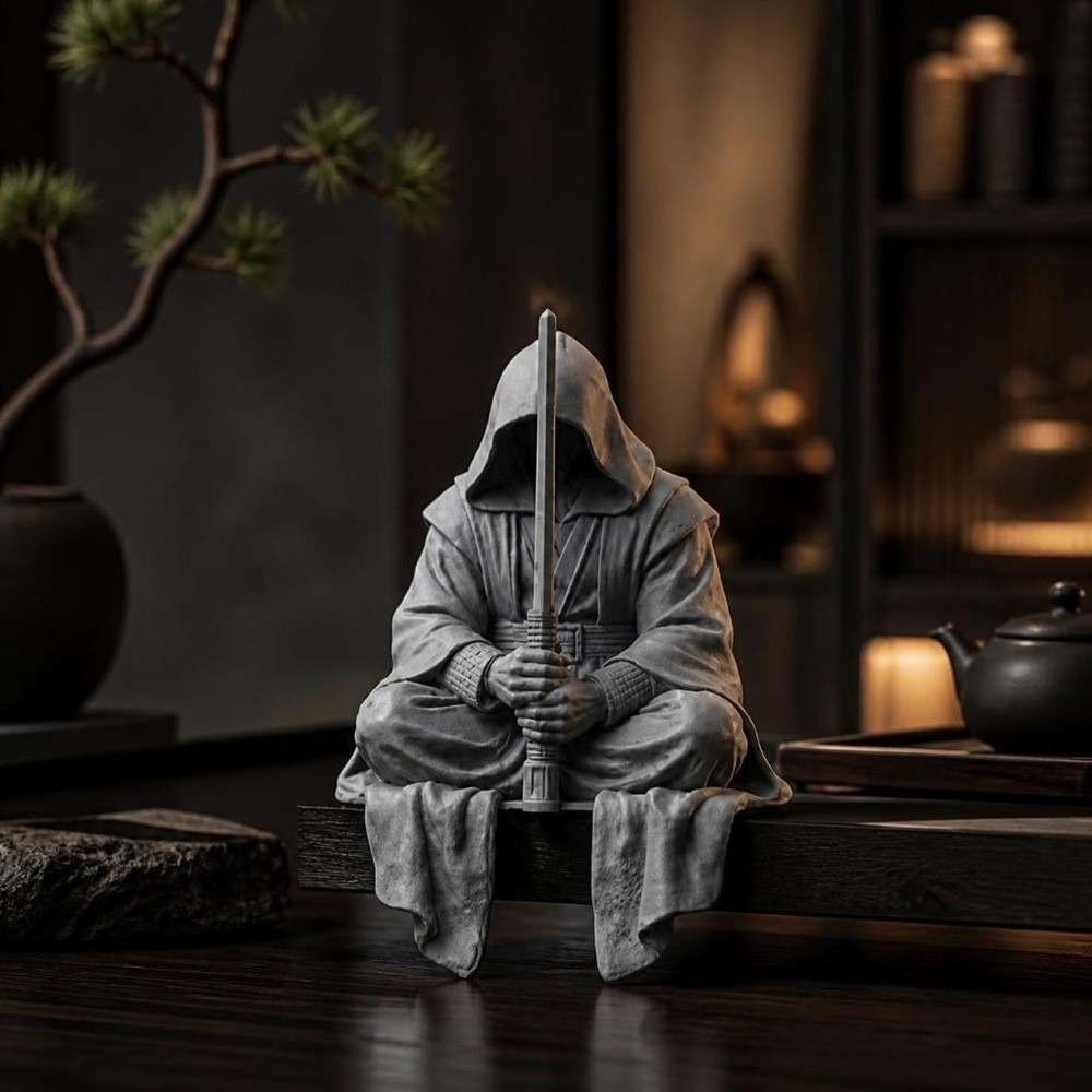 Home Decor Zen Style - ของตกแต่งบ้านรูปนินจาในท่านั่งสุดฮา พิมพ์ 3 มิติ รูปปั้นเซนสไตล์ดาร์ค นักรบตั้งโต๊ะ