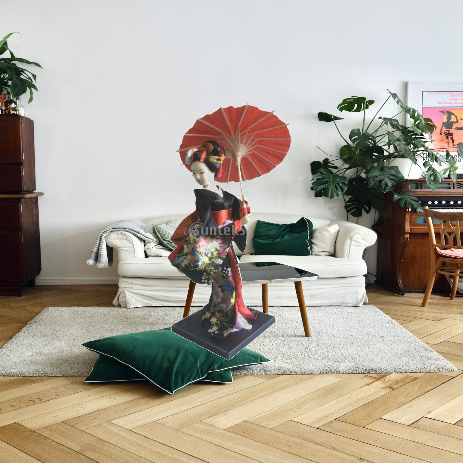 Home Decor Japandi Style - รูปปั้นเกอิชาญี่ปุ่น ของตกแต่งเรซิ่นขนาดเล็ก สำหรับตกแต่งบ้าน สำนักงาน โต๊ะทำงาน สไตล์ญี่ปุ่น