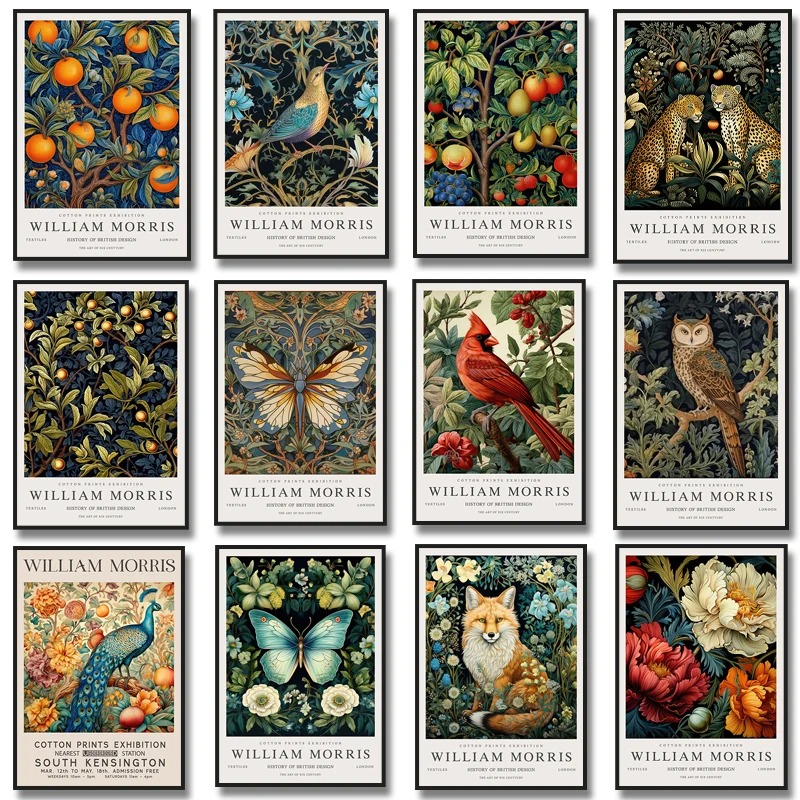 Home Decor Ikea - โปสเตอร์แสดงภาพพิพิธภัณฑ์ William MORRIS ลายนกจิ้งจอกผลไม้นกฮูกภาพพิมพ์บนผ้าใบพิมพ์การตกแต่งบ้านเครื่องตกแต่งฝาผนัง
