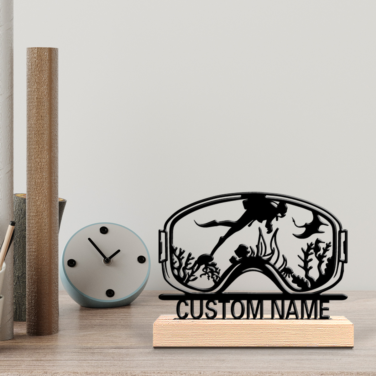 Home Decor Kolkata - ของตกแต่งผนังฐานไม้ลายดำน้ำแบบน่ารัก 1 ชิ้น ตกแต่งบ้านสไตล์โมเดิร์นรัสติก เหมาะสำหรับห้องครัว ห้องรับประทานอาหาร