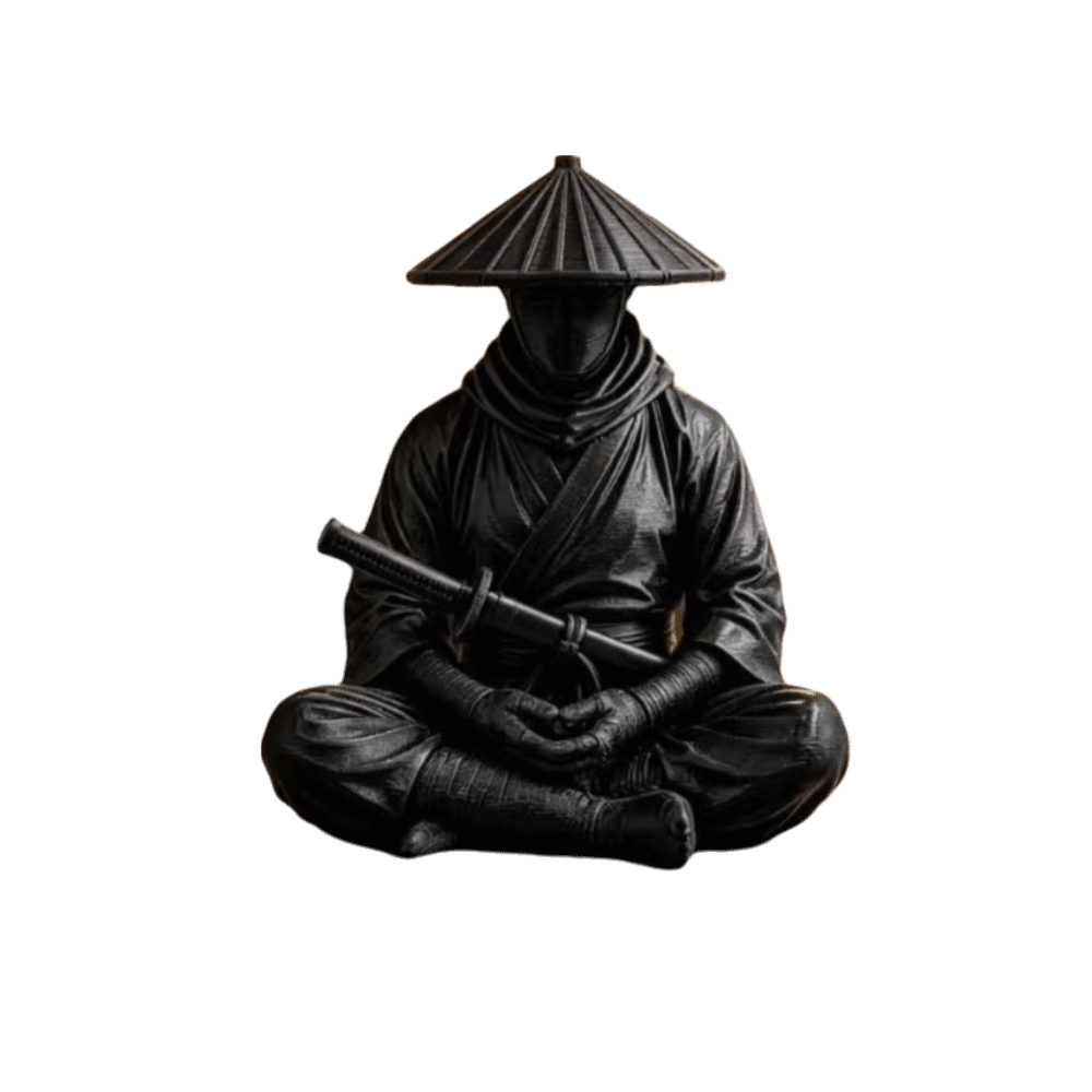 Home Decor Zen Style - รูปปั้นนินจาในท่านั่งสุดฮา สไตล์ดาร์ก พิมพ์ 3 มิติ รูปปั้นเซน