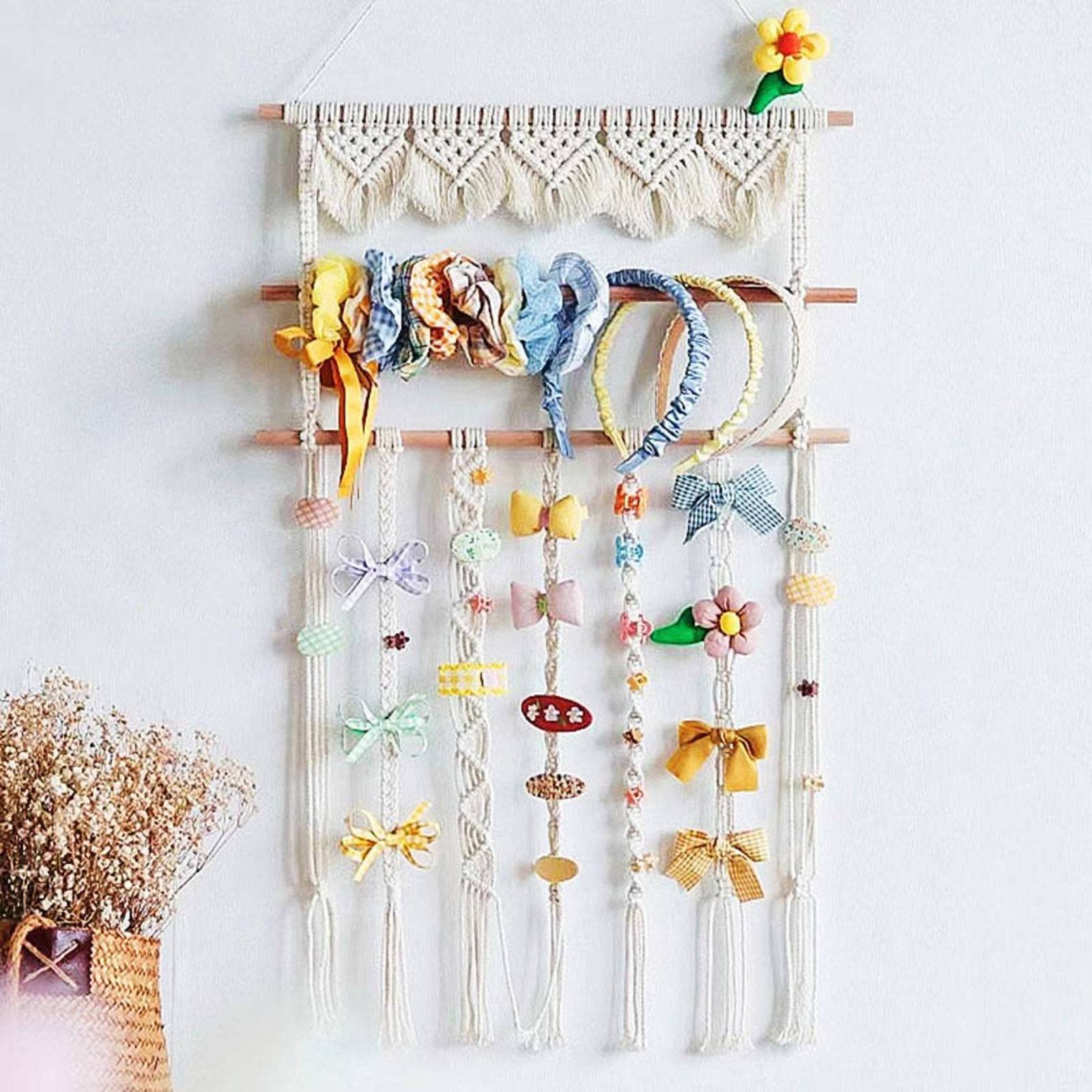 Macrame Wall Hanging - ชั้นวางของแขวนผนังแบบมาคราเม่ ทำด้วยมือจากเชือกฝ้าย ตกแต่งผนังสไตล์โบโฮ ติดตั้งง่าย ชั้นวางเชือกถัก เป็นมิตรกับสิ่งแวดล้อม