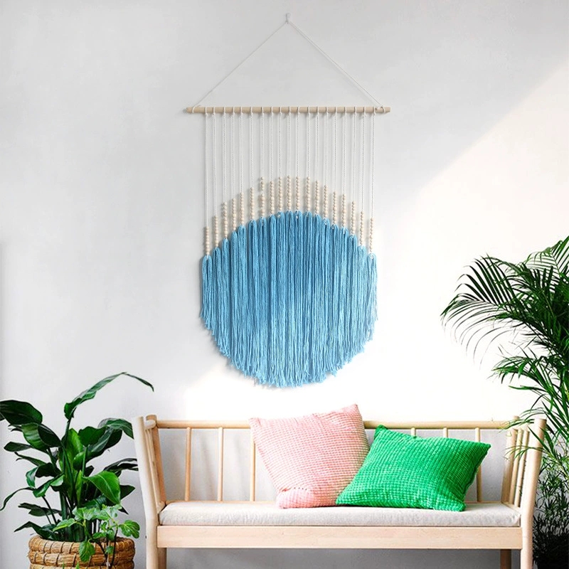 Macrame Wall Hanging - ครึ่งวงกลม Macrame แขวนผนังที่มีสีสันทอมือสไตล์นอร์ดิกสําหรับตกแต่งบ้านห้องนอนห้องนั่งเล่นตกแต่งพื้นหลัง