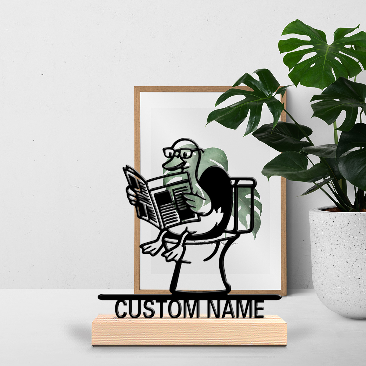 Home Decor Frames - รูปปั้นเป็ดโลหะตกแต่งผนังแบบกำหนดเอง 1 ชิ้น พร้อมกรอบไม้ สำหรับตกแต่งห้องนั่งเล่น ห้องนอน