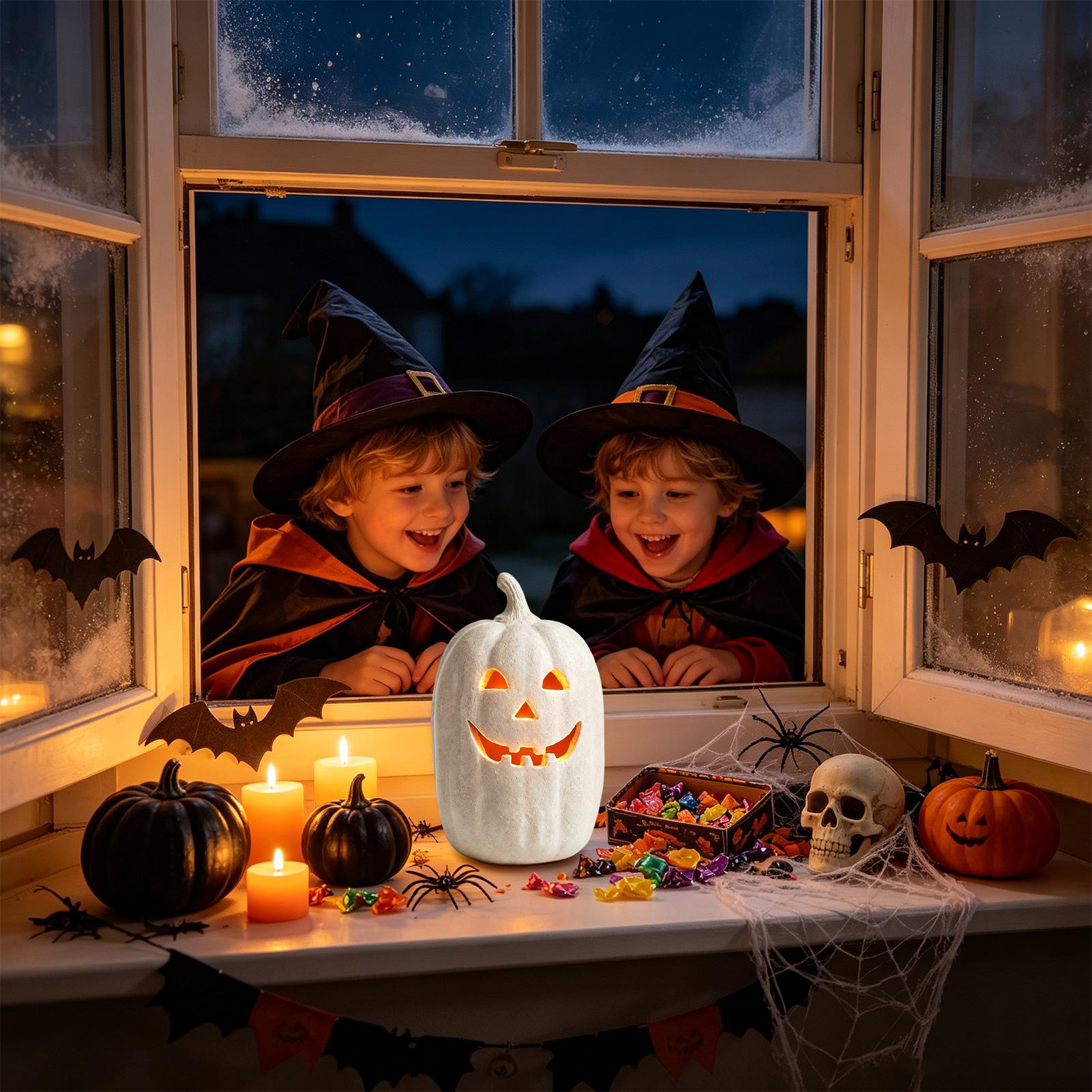 Home Decor Halloween - ของตกแต่งฟักทองฮาโลวีน โคมไฟฟักทองเรซิ่นทำมือ ของตกแต่งบ้านฮาโลวีน สำหรับตกแต่งโต๊ะกลางในบ้าน