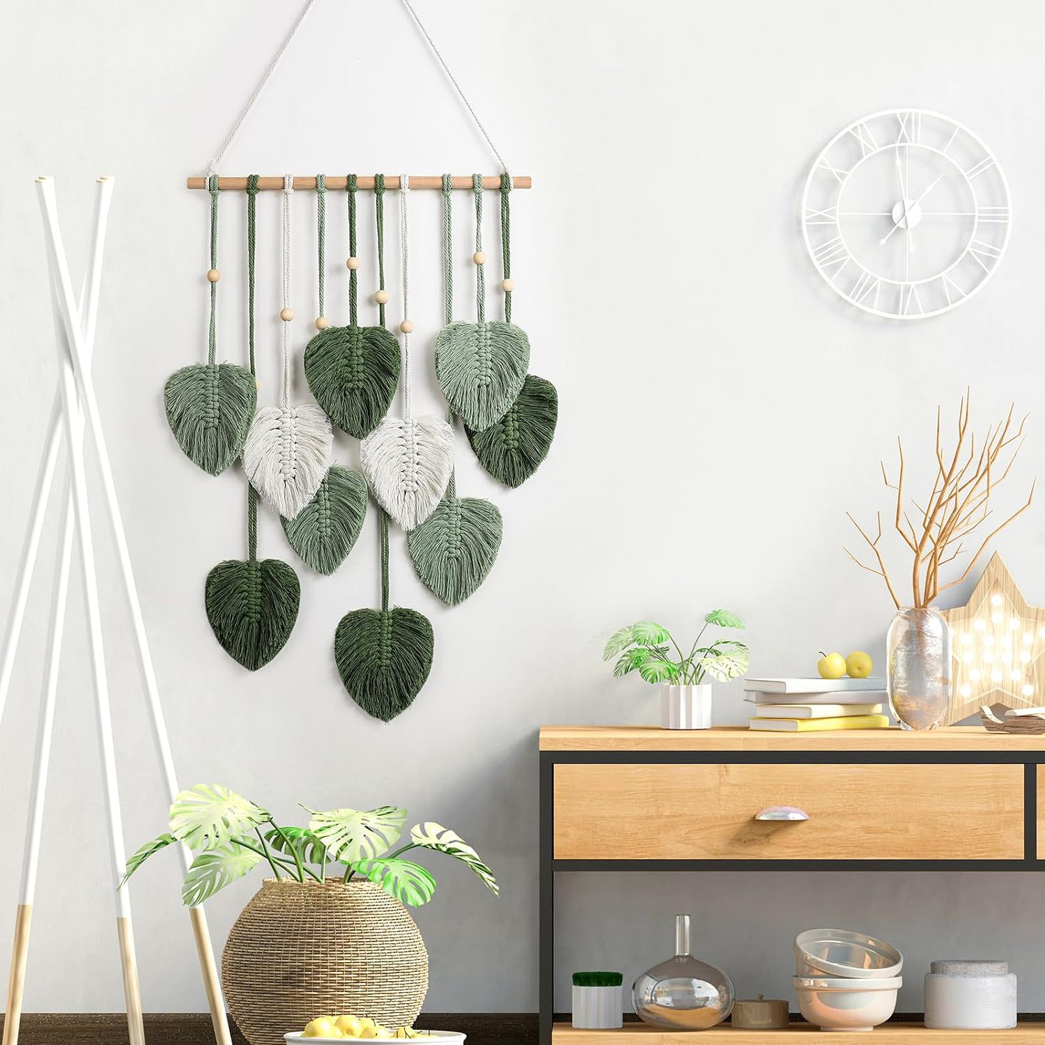 งานถักมาคราเม่ลายใบไม้สไตล์โบฮ - Macrame Wall Hanging บทวิจารณ์และราคา