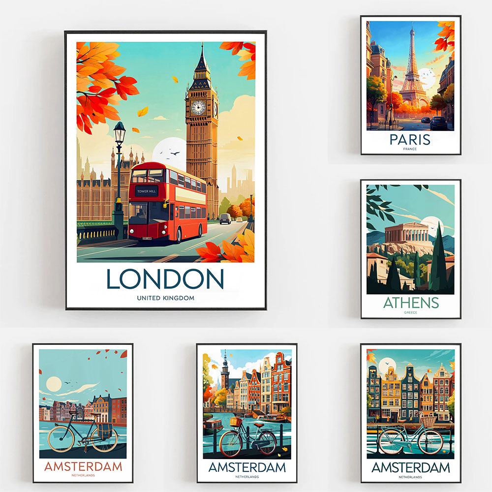 ภาพพิมพ์ท่องเที่ยวอัมสเตอร์ดัม - Home Decor Netherlands บทวิจารณ์และราคา