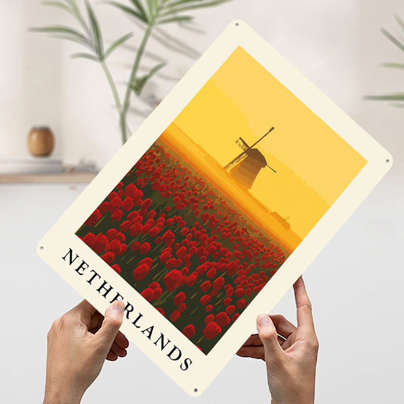 โปสเตอร์พิมพ์ลายกังหันลมและดอก - Home Decor Netherlands บทวิจารณ์และราคา