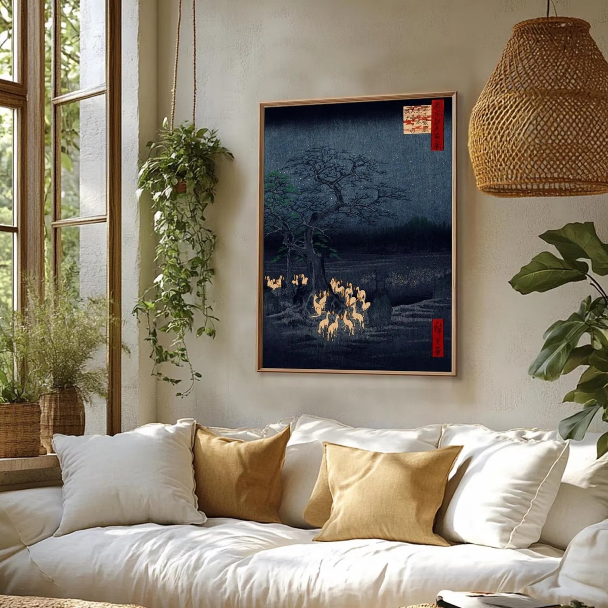 ภาพพิมพ์บนผ้าใบลายจิ้งจอกสไตล์ - Home Decor Japandi Style บทวิจารณ์และราคา