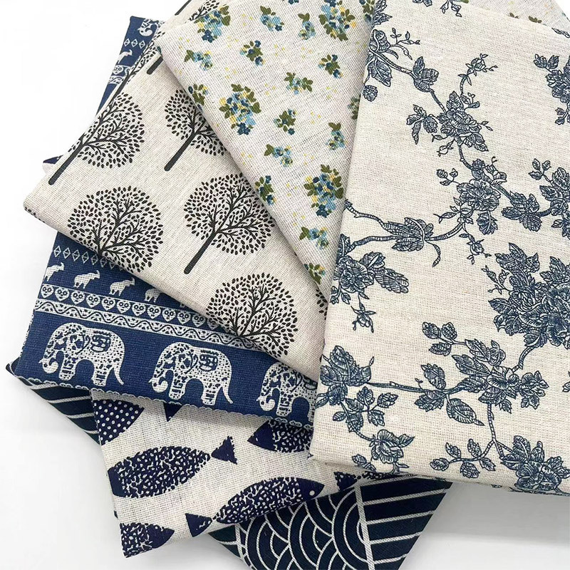 ผ้าผสมฝ้ายลินินลายดอกไม้สไตล์เ - Home Decor Fabric บทวิจารณ์และราคา
