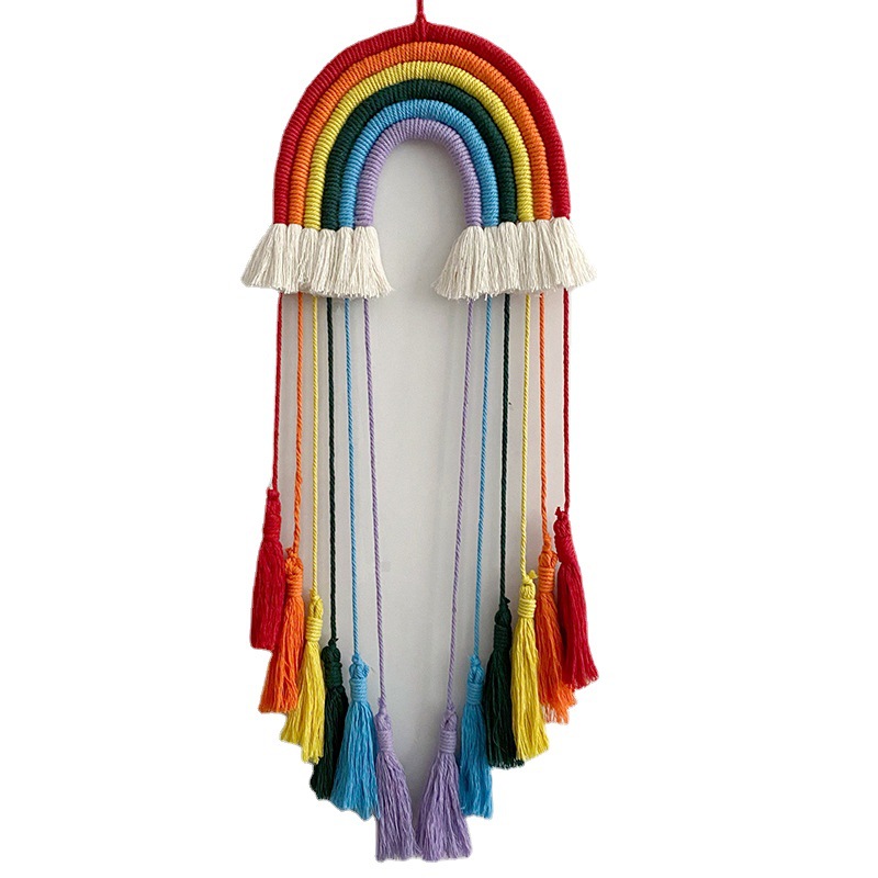 เชือกฝ้ายถักทอสีรุ้ง ของตกแต่ง - Macrame Wall Hanging บทวิจารณ์และราคา