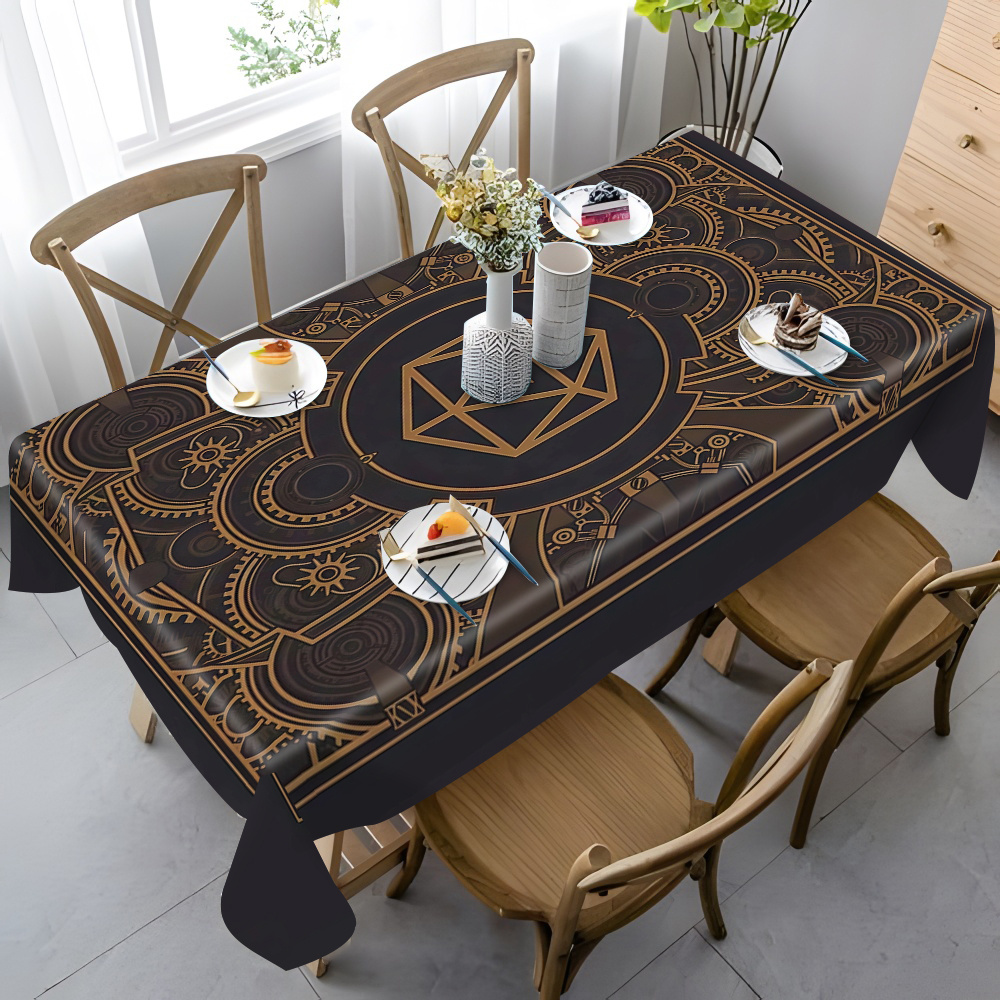 ผ้าปูโต๊ะลายเกียร์สีดำสีทองสไต - Home Decor Fabric บทวิจารณ์และราคา