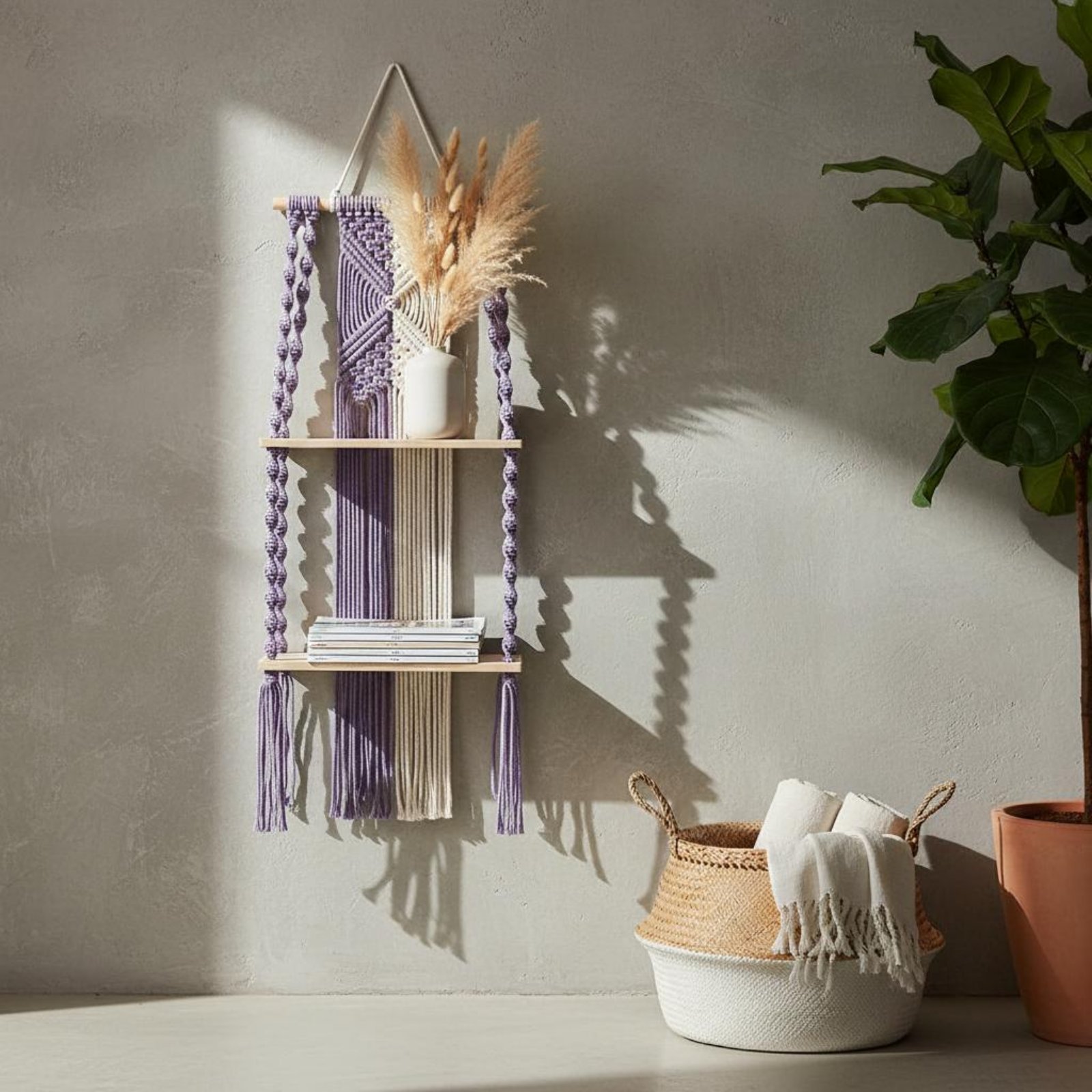 ชั้นวางของแขวนผนังสไตล์โบโฮ ชั - Macrame Wall Hanging บทวิจารณ์และราคา