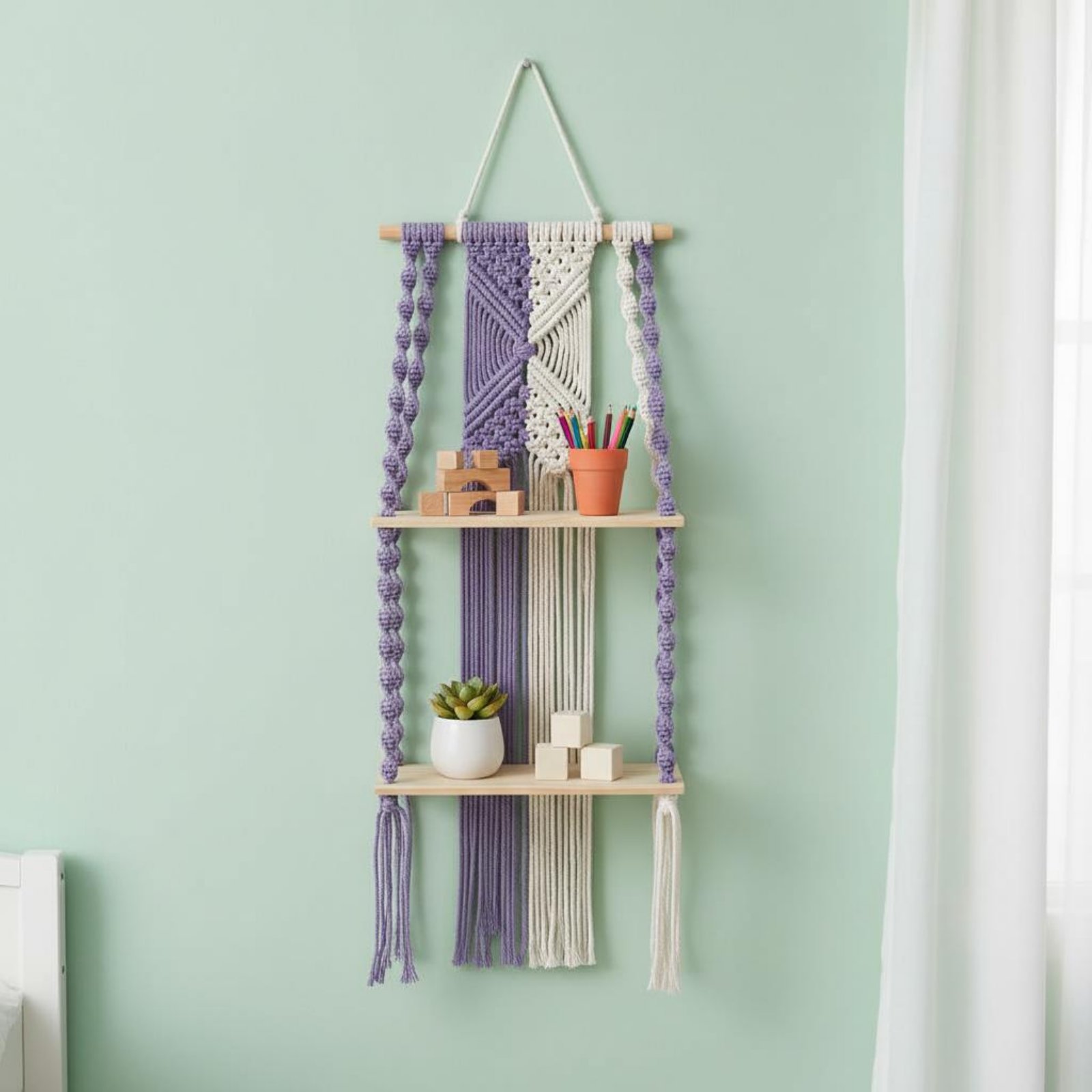 ชั้นวางของแขวนผนังสไตล์โบโฮ ชั - Macrame Wall Hanging บทวิจารณ์และราคา