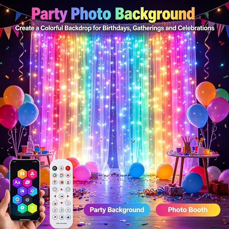 ไฟม่าน LED ควบคุมผ่านแอปพลิเคช - Fairy Lights Bedroom บทวิจารณ์และราคา