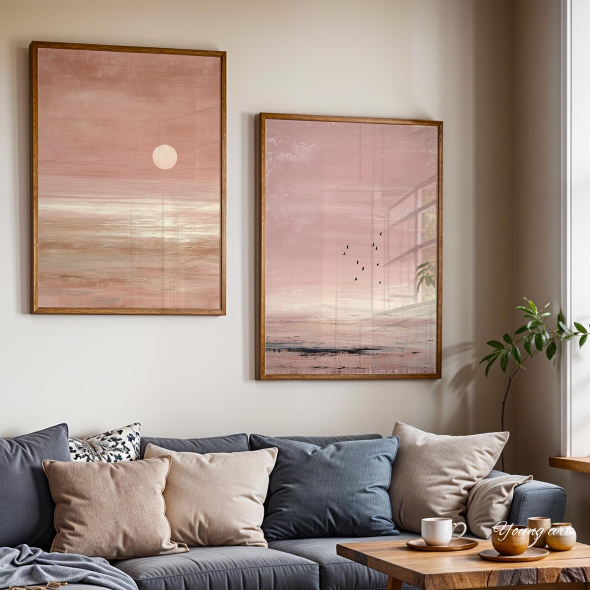 2 ชิ้น/ชุด ภาพพิมพ์บนผ้าใบลายพ - Home Decor Japandi Style บทวิจารณ์และราคา