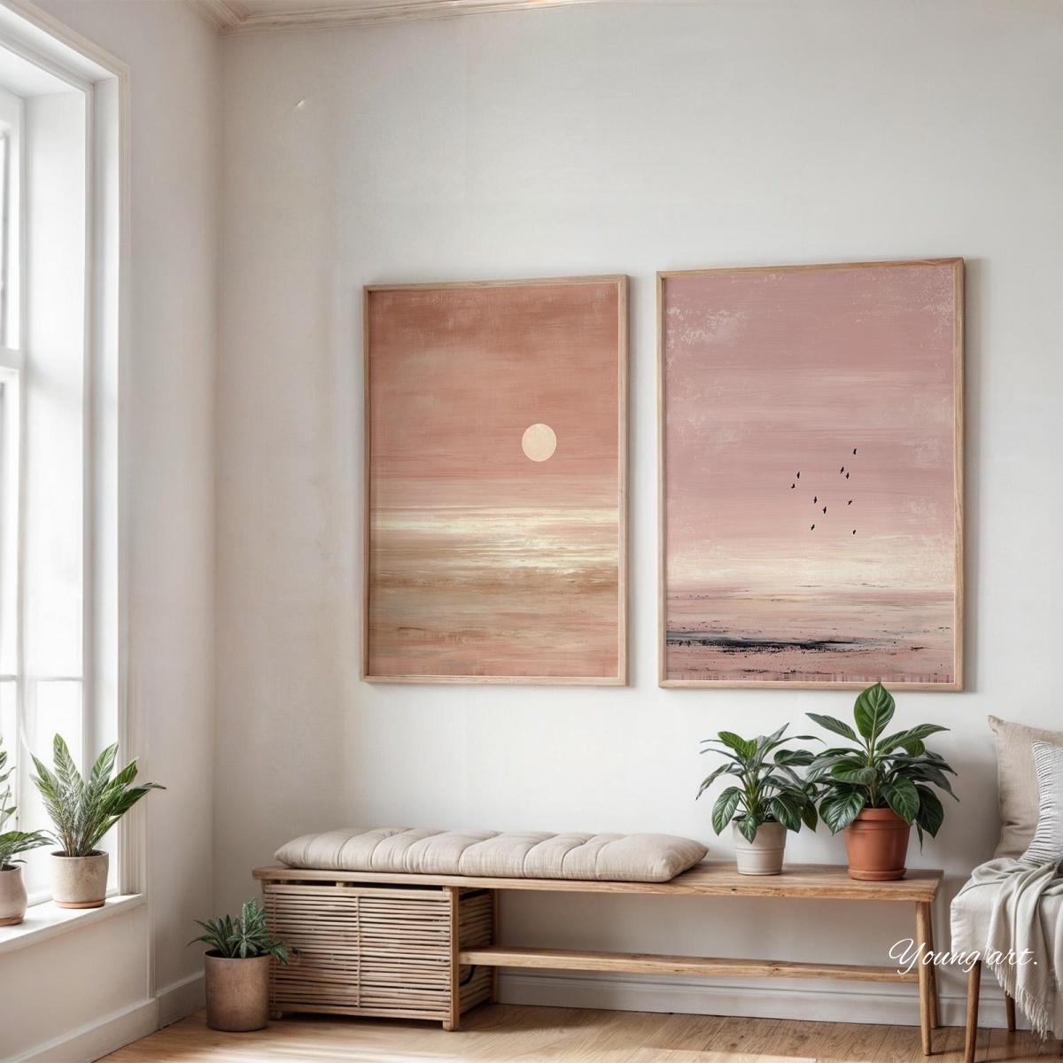 2 ชิ้น/ชุด ภาพพิมพ์บนผ้าใบลายพ - Home Decor Japandi Style บทวิจารณ์และราคา