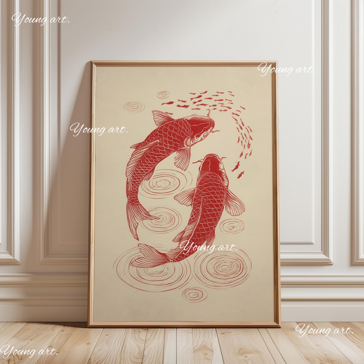 ปลาคาร์ฟญี่ปุ่นพิมพ์บนผ้าใบ โป - Home Decor Japandi Style บทวิจารณ์และราคา