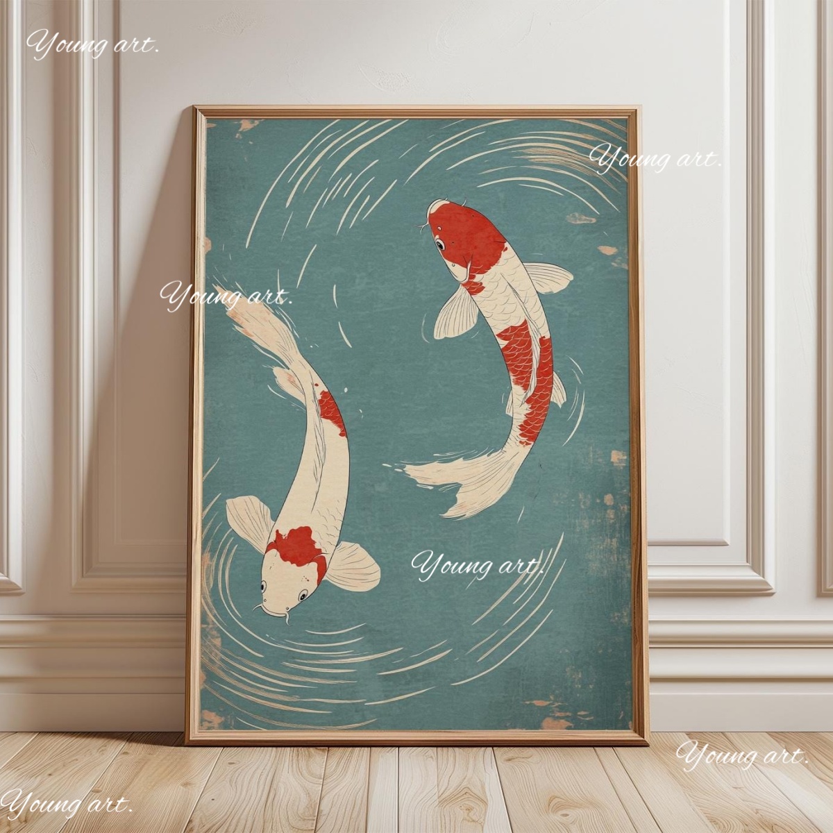 ปลาคาร์ฟญี่ปุ่นพิมพ์บนผ้าใบ โป - Home Decor Japandi Style บทวิจารณ์และราคา