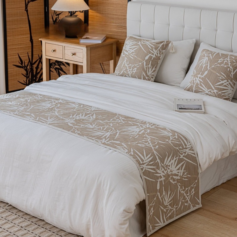 ผ้าคลุมเตียงหรูหรา สีเบจอัลมอน - Home Decor Zen Style บทวิจารณ์และราคา