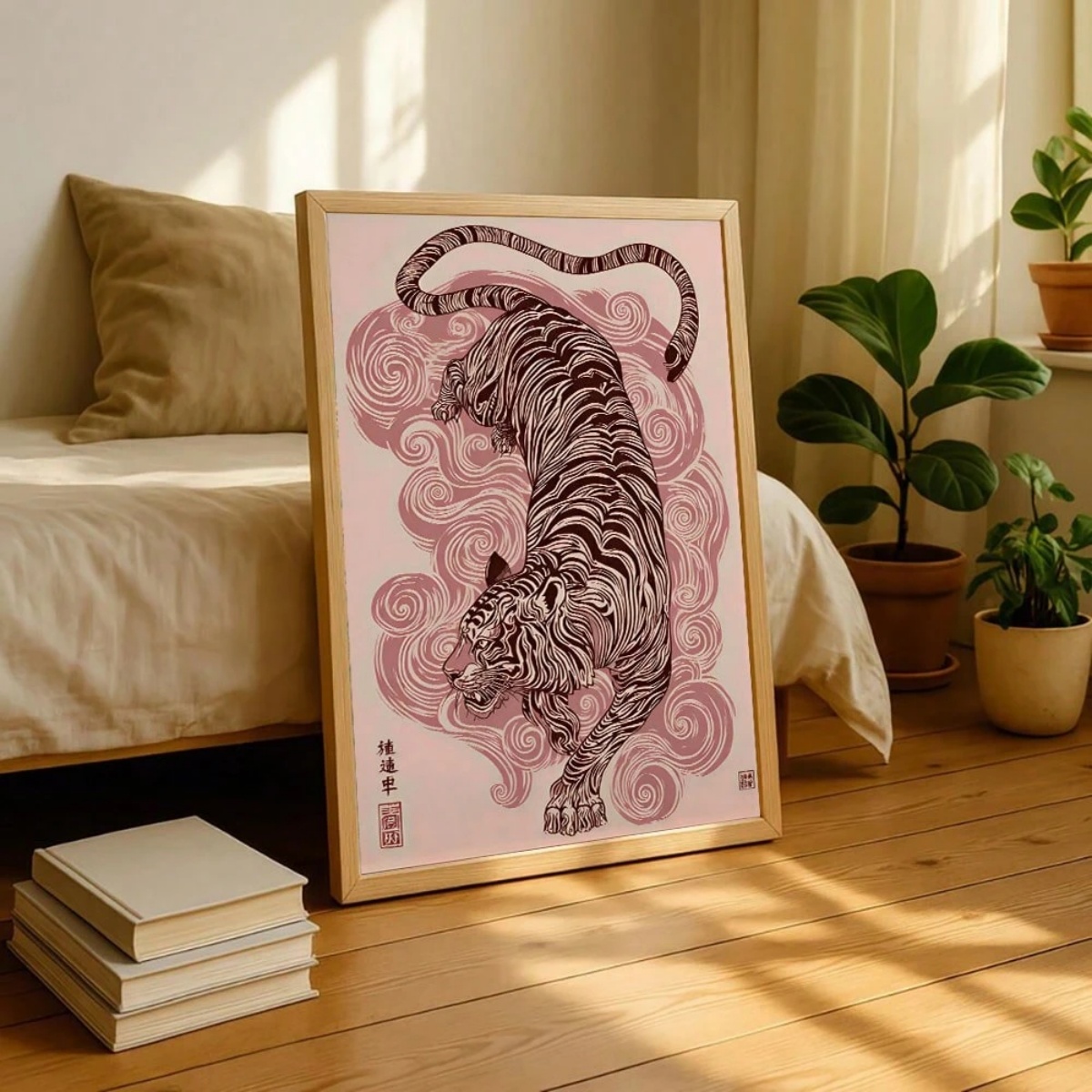 โปสเตอร์ผ้าแคนวาสลายเสือญี่ปุ่ - Home Decor Japandi Style บทวิจารณ์และราคา