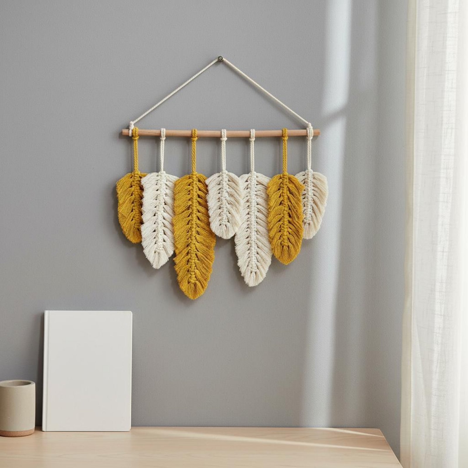 งานฝีมือแขวนผนังแบบมาคราเม่ ปร - Macrame Wall Hanging บทวิจารณ์และราคา