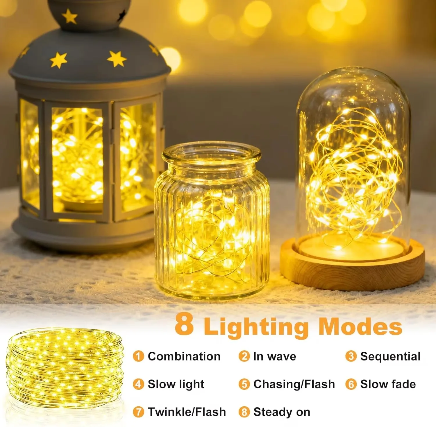 ไฟสาย RGB 5M/20M แบบชาร์จไฟได้ - Fairy Lights Bedroom บทวิจารณ์และราคา