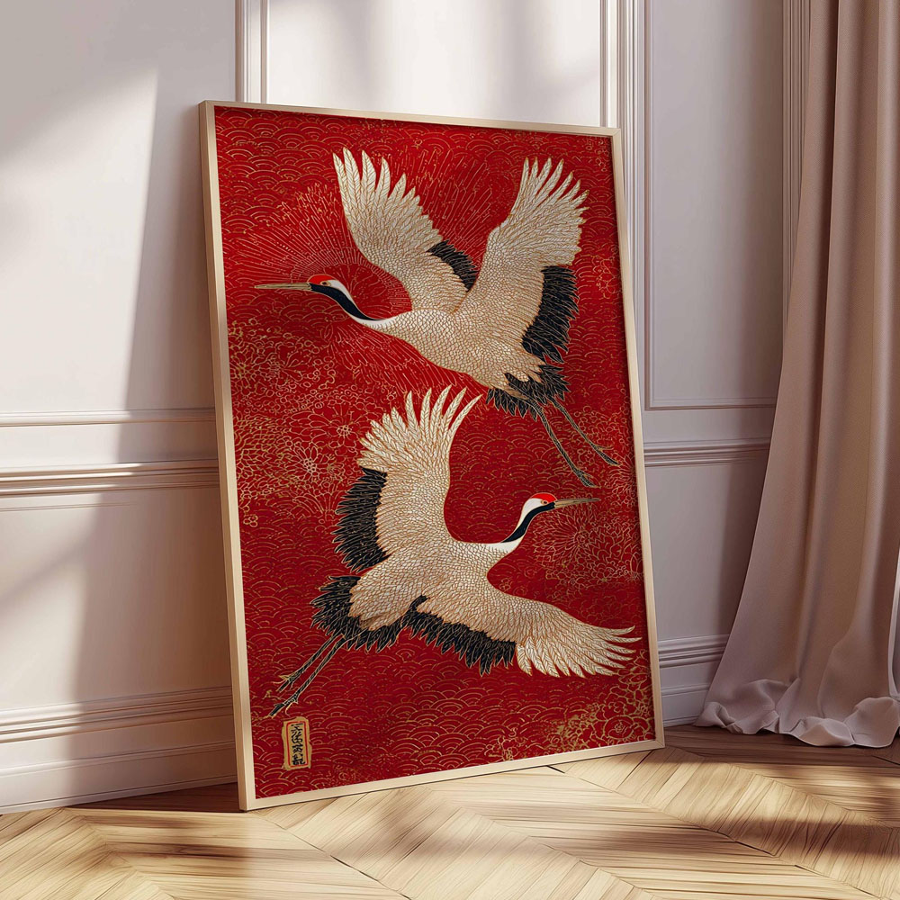 ภาพพิมพ์บนผ้าใบลายเครนญี่ปุ่น  - Home Decor Japandi Style บทวิจารณ์และราคา