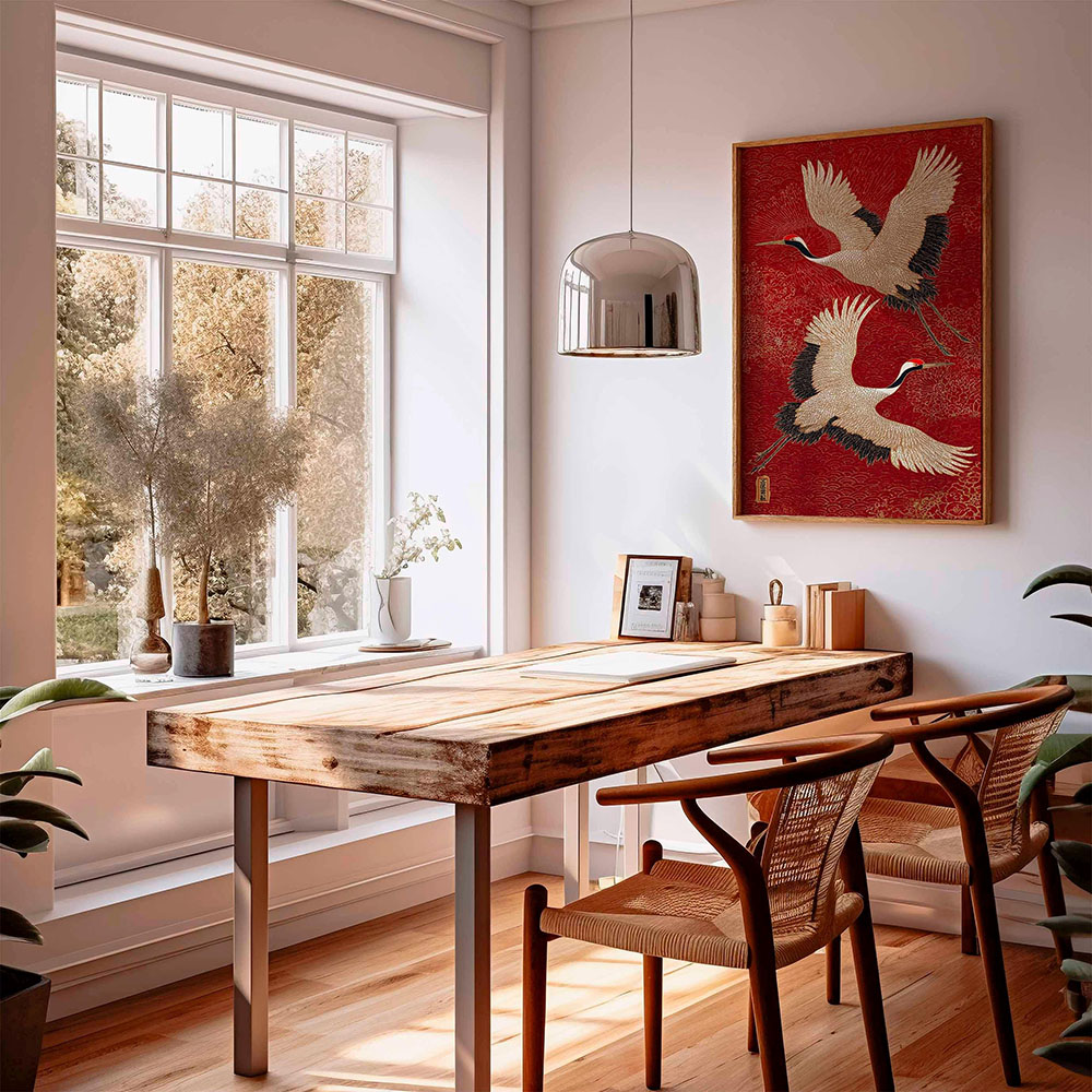 ภาพพิมพ์บนผ้าใบลายเครนญี่ปุ่น  - Home Decor Japandi Style บทวิจารณ์และราคา